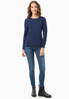 Women's Round Neck Organic Cotton Knit Navy