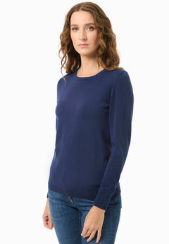 Women's Round Neck Organic Cotton Knit Navy