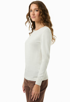 Women's Round Neck Organic Cotton Knit Off White