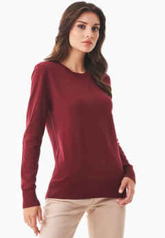 Women's Round Neck Organic Cotton Knit Syrah Red