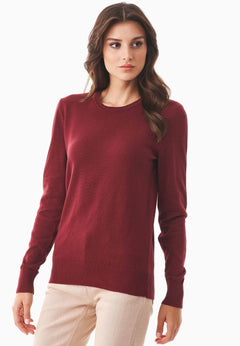 Women's Round Neck Organic Cotton Knit Syrah Red