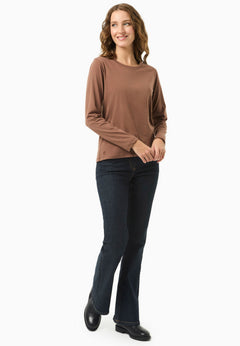 Women's Casual Long-Sleeved T-Shirt Cocoa Brown