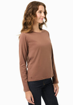 Women's Casual Long-Sleeved T-Shirt Cocoa Brown