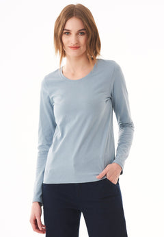 Women's Casual Long-Sleeved T-Shirt Dusty Blue