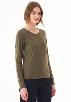 Women's Casual Long-Sleeved T-Shirt Military Olive