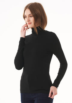 Women's Turtleneck Long-Sleeve Top Black