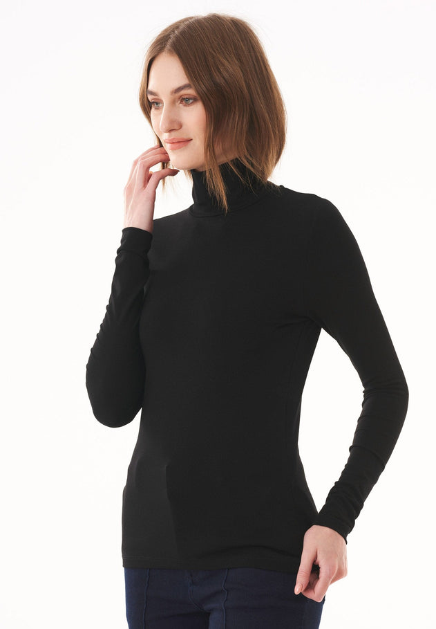 Women's Turtleneck Long-Sleeve Top Black