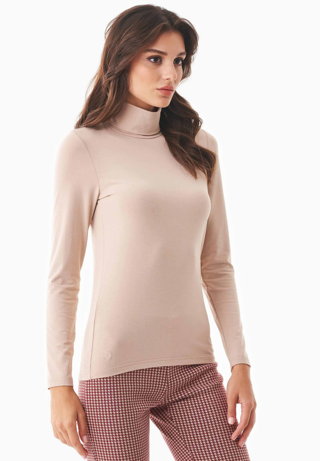 Women's Turtleneck Long-Sleeve Top Beige