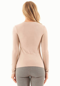 Women's O-Neck Long-Sleeve Top Beige