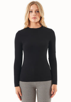 Women's O-Neck Long-Sleeve Top Black