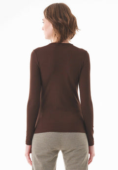 Women's O-Neck Long-Sleeve Top Chestnut Brown
