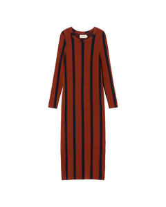 Gina Dress Navy Stripes Brown