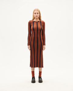 Brown navy stripes Gina dress