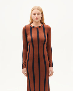 Brown navy stripes Gina dress