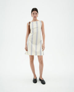 Cecile Poplin Dress Blue/Brown Stripes