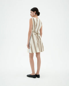 Cecile Poplin Dress Blue/Brown Stripes