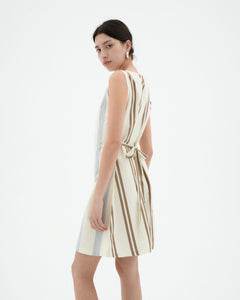 Cecile Poplin Dress Blue/Brown Stripes