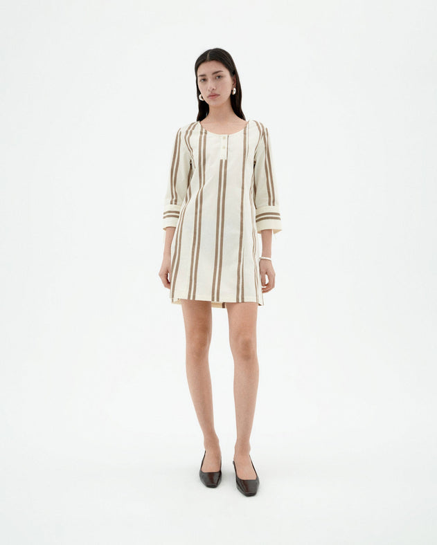 Maria Dress Brown Stripes