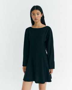 Black fine wool Arianne short dress