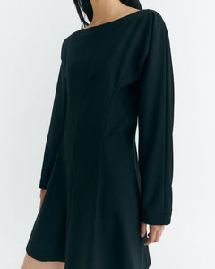 Black fine wool Arianne short dress