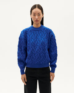 Blue braided wool sweater Carmen