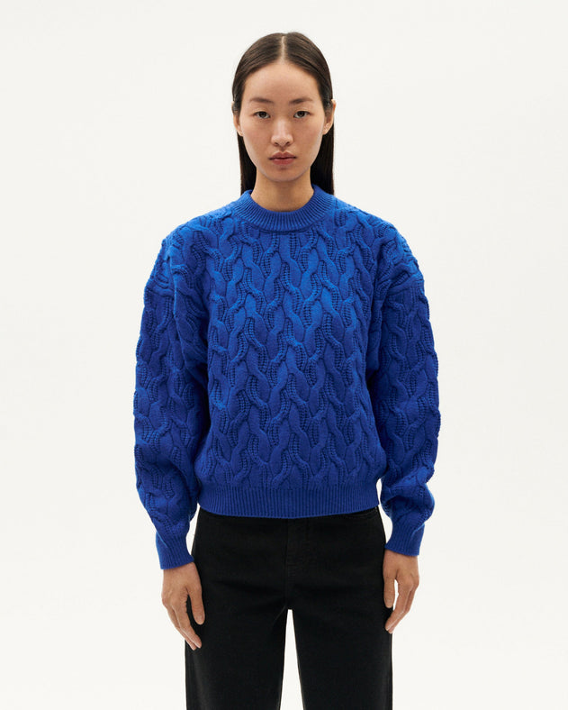 Blue braided wool sweater Carmen