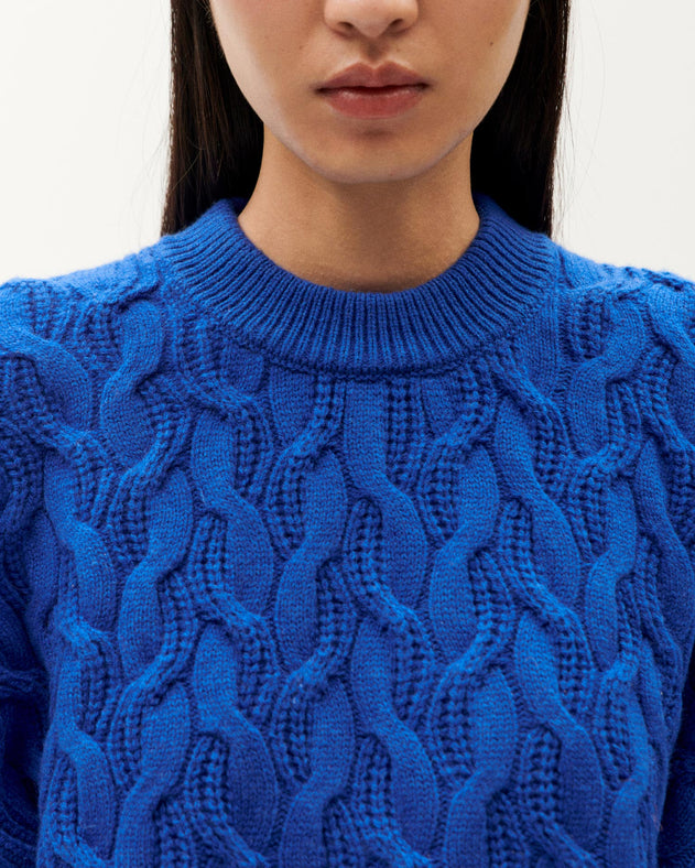Blue braided wool sweater Carmen