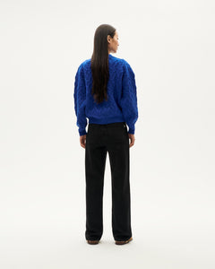 Blue braided wool sweater Carmen