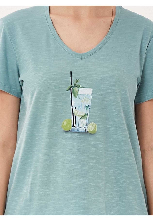 Women's V-Neck Cocktail T-Shirt Miami Sky