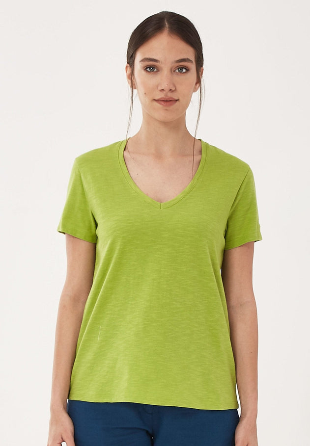 Women's Basic V-Neck T-Shirt Meadow Green