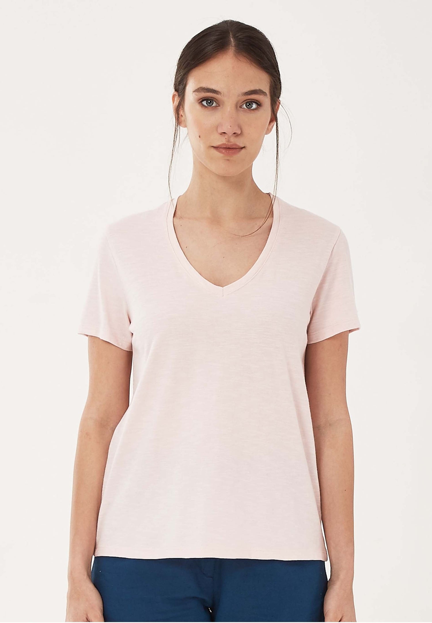 Women's Basic V-Neck T-Shirt Powder