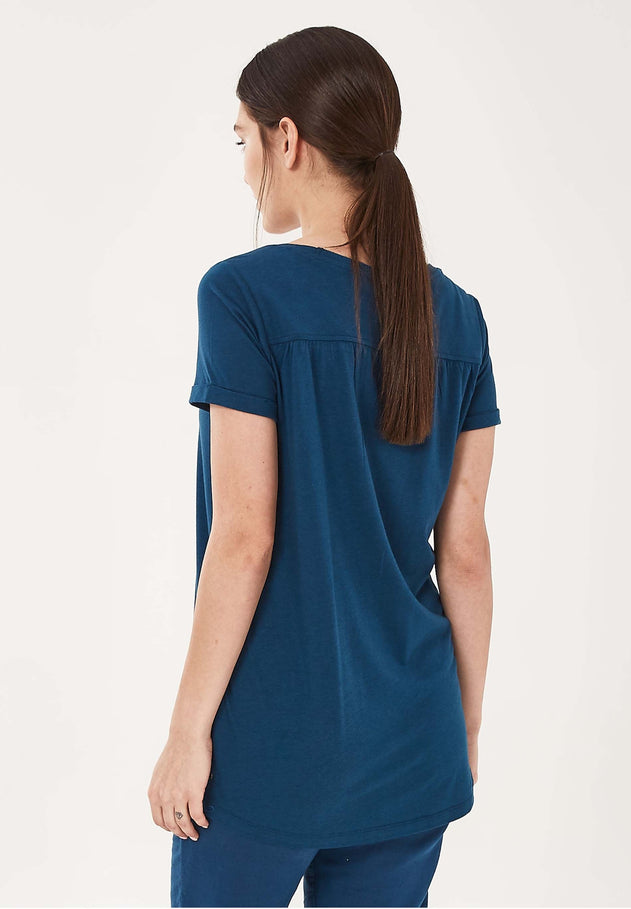 Lyocell Blend Round Neck T-Shirt Navy