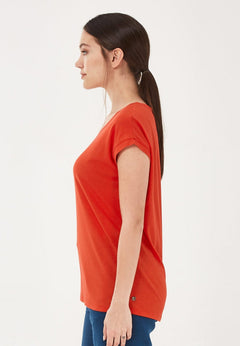 Women's Lyocell Blend V-Neck T-Shirt Red