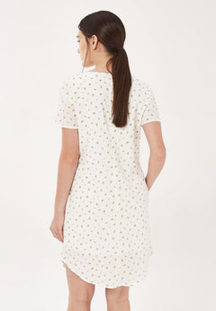 Delicate Print Organic Cotton Mini Dress White