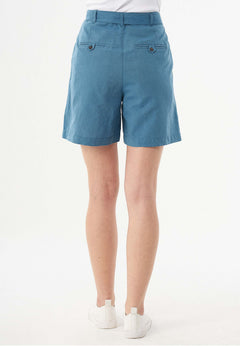 Belted Linen-Cotton Shorts Petrol Blue