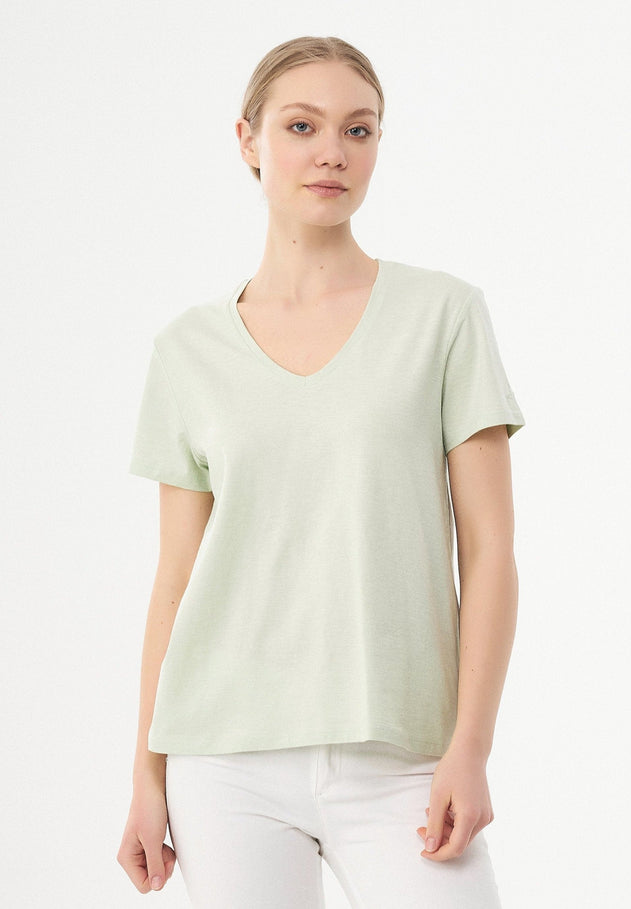 Basic V-Neck T-Shirt Sage Green