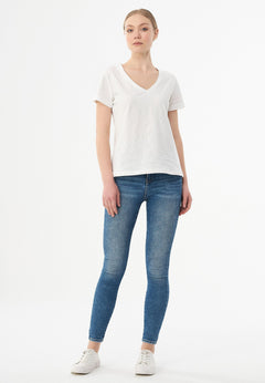 Women's Basic V-Neck T-Shirt Off White