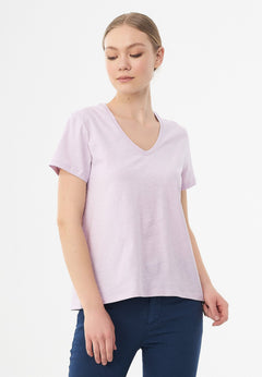 Basic V-Neck T-Shirt Lavender Fog