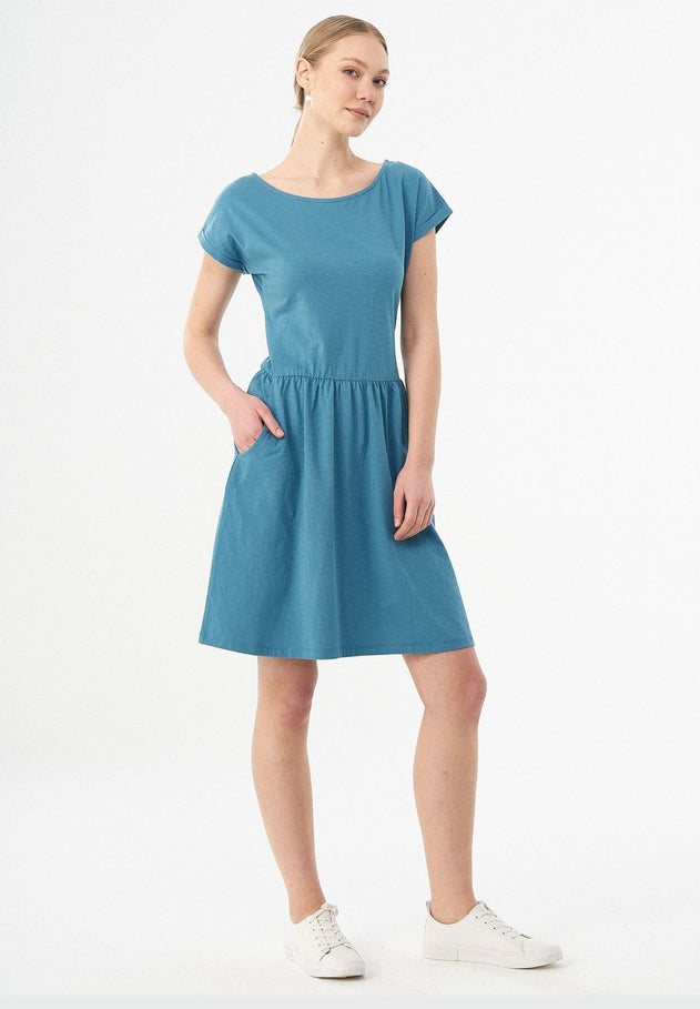 Slub Jersey Dress With Side Pockets Petrol Blue Green