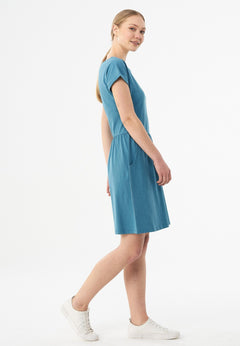 Slub Jersey Dress With Side Pockets Petrol Blue Green