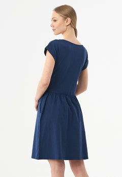 Slub Jersey Dress With Side Pockets Navy