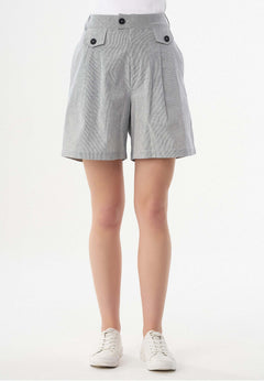 Striped Pattern Organic Cotton Shorts Shadow/Off White