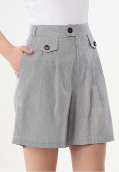 Striped Pattern Organic Cotton Shorts Shadow/Off White