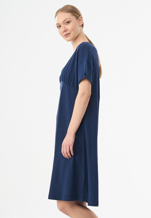 Linen Blend Jersey Dress Navy