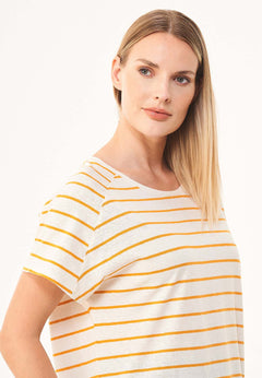 Striped Linen Blend T-Shirt Off White / Mango