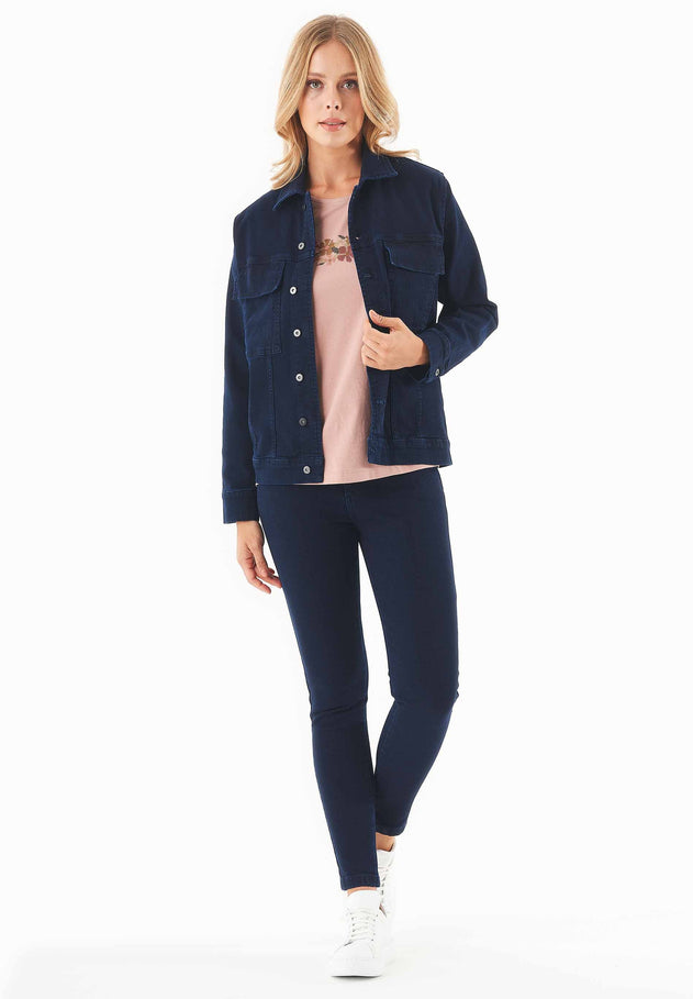 Women's Organic Cotton Denim Jacket Dark Navy