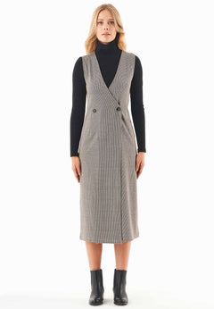 Organic Cotton Blend Dress With Houndstooth Pattern