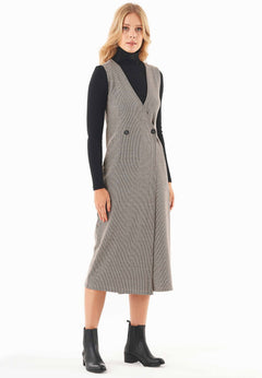 Organic Cotton Blend Dress With Houndstooth Pattern