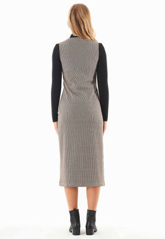 Organic Cotton Blend Dress With Houndstooth Pattern