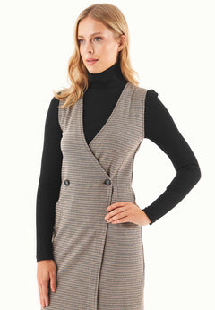 Organic Cotton Blend Dress With Houndstooth Pattern